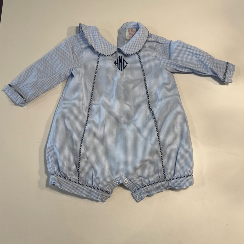 Cecil & Lou Plaid Blue Bubble Kids One Piece Size 12m